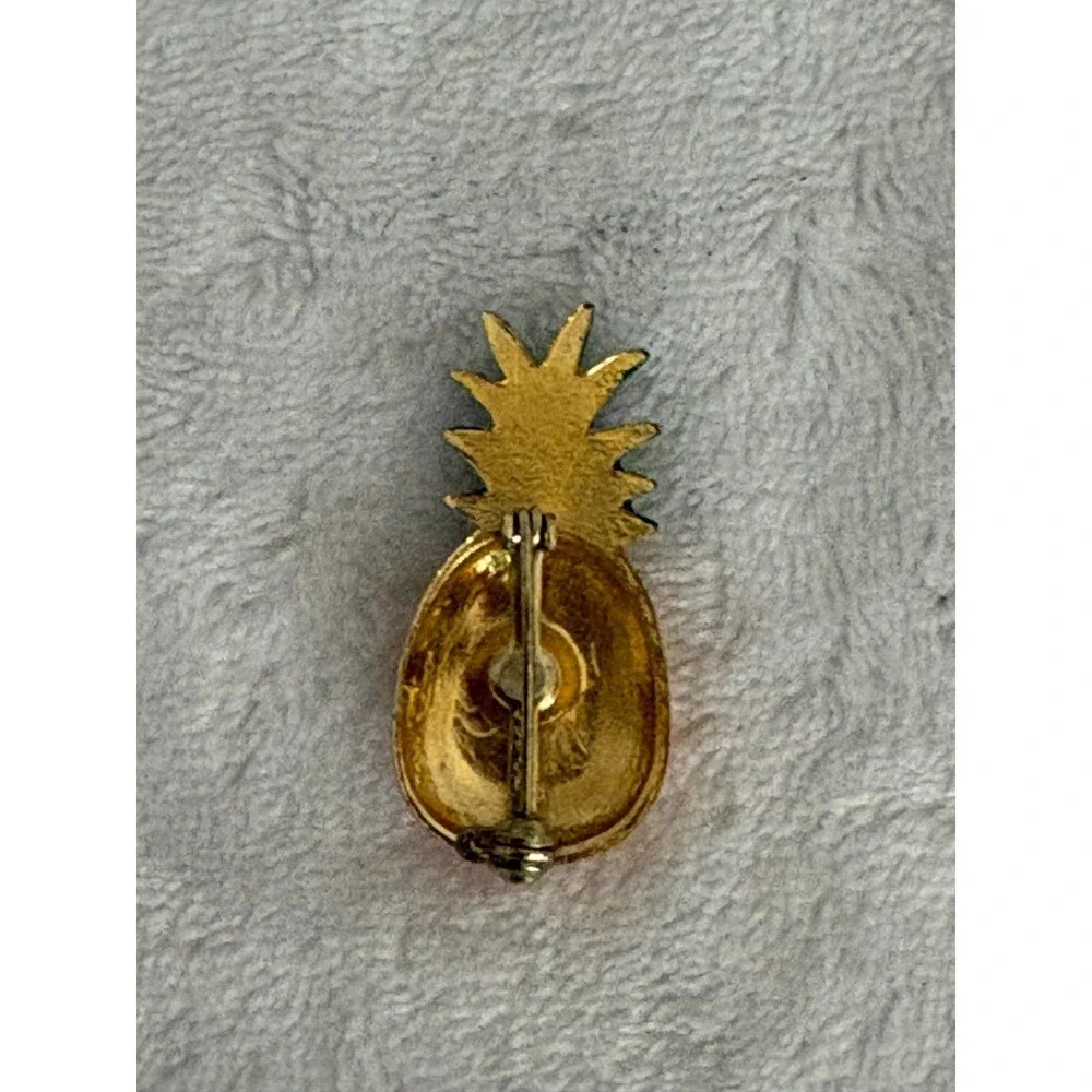 Vintage Gold-Tone/Enamel PINEAPPLE Brooch/Pin